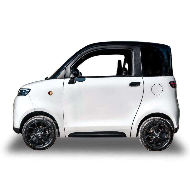 Location courte durée Simplici S1 blanche Voiture sans permis électrique côté
