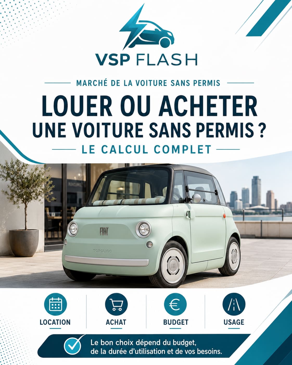 Clés et calculatrice posées à côté d'une voiture sans permis électrique