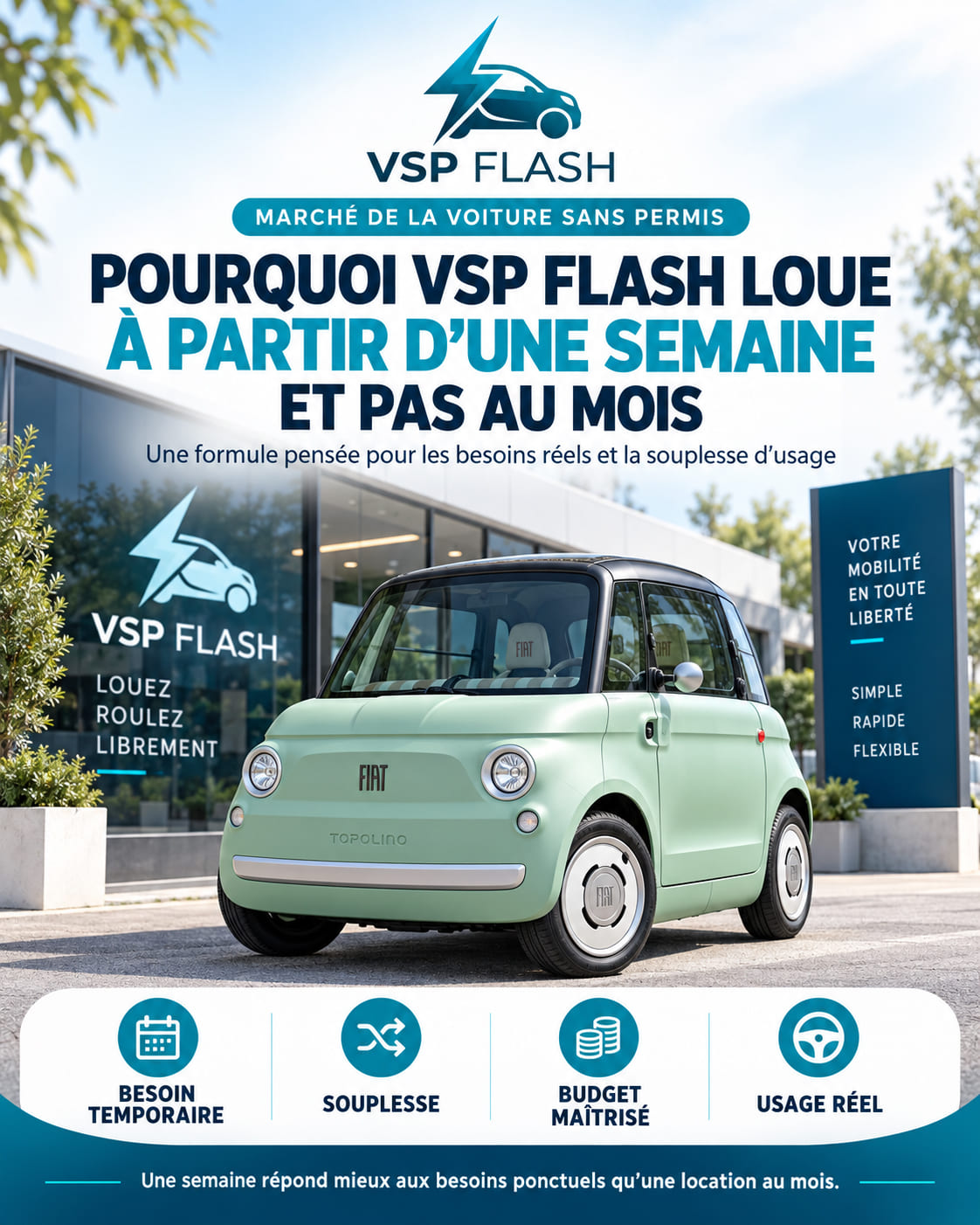 Calendrier et clés de voiture sans permis électrique posés sur le comptoir d'une agence de location