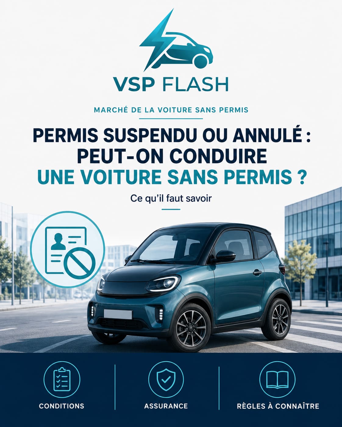 Conducteur au volant d'une voiture sans permis électrique circulant sur une route départementale